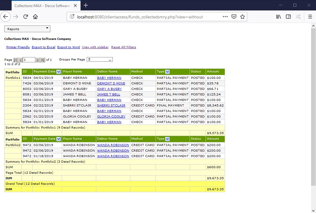 Reports Collections MAX